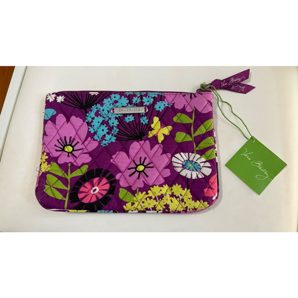 Vera Bradley Handbags - Vera Bradley Purple Quilted Flutterby Make Up Pouch Bag New with Tags